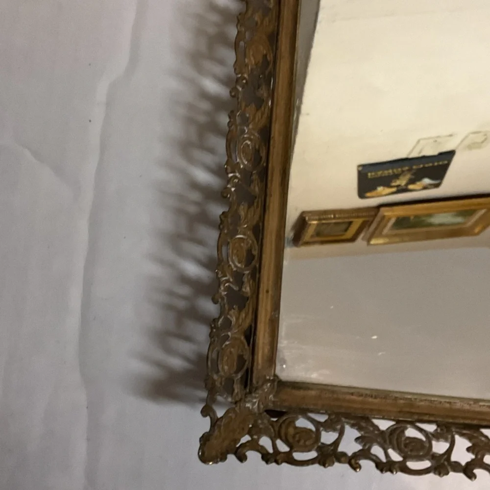 Vintage Ornate Gold Vanity tray or wall mirror